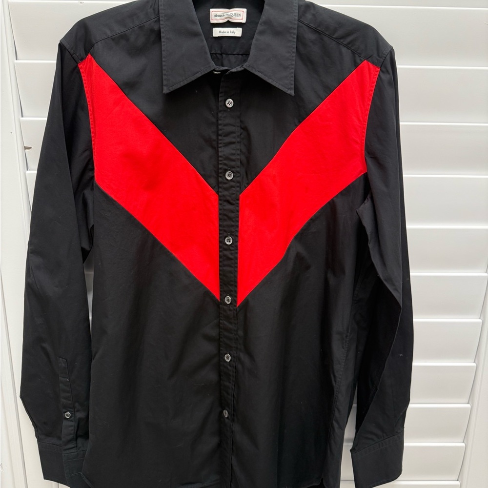 Alexander McQueen Black and Red Chevron Shirt